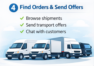 Browse transport orders and send offers using ExusTrans carrier dashboard