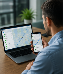 Business customer checking delivery tracking updates for important transport shipment in Europe