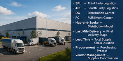 Third party logistics operations with warehouse transport and supply chain coordination